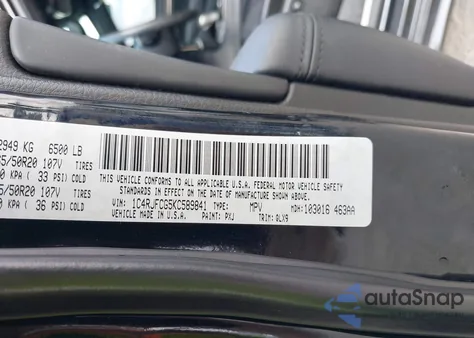 2019 Jeep Grand Cherokee Overland from USA, damaged, VIN 1C4RJFCG5KC589841